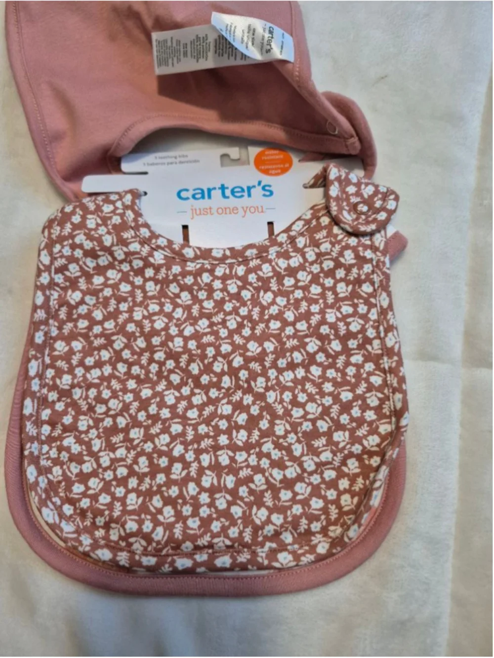 Baby Carter's One Size Pink & White Bibs 3-Pack
